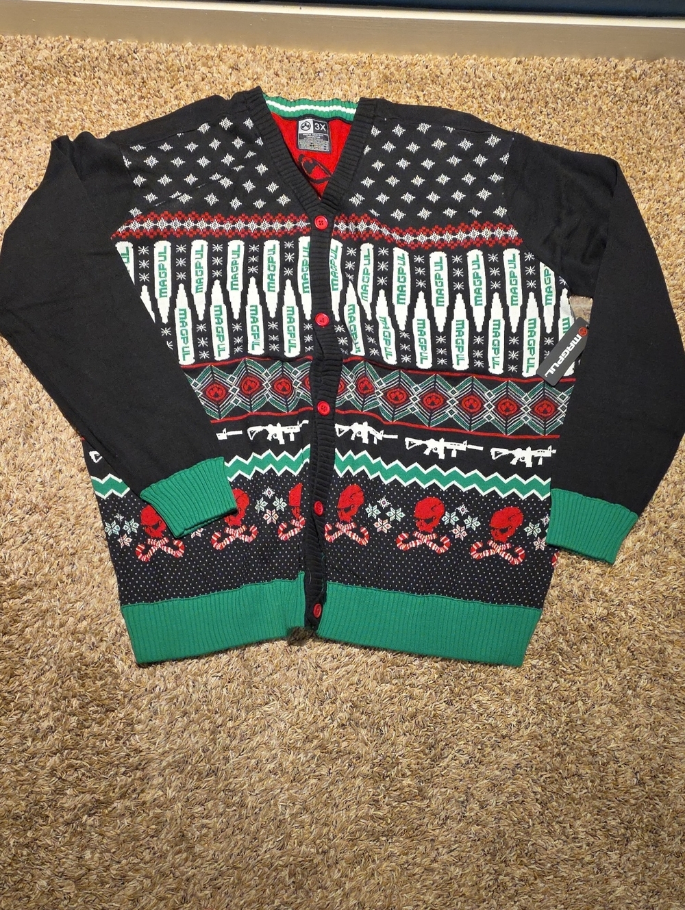 Magpull Ugly Christmas Sweater Cardigan New NWT 3X